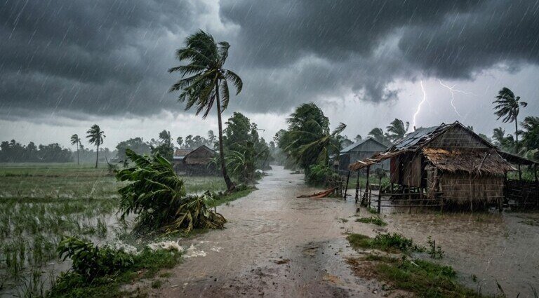 台风潭美影响柬埔寨 多地将迎强降雨及大风
