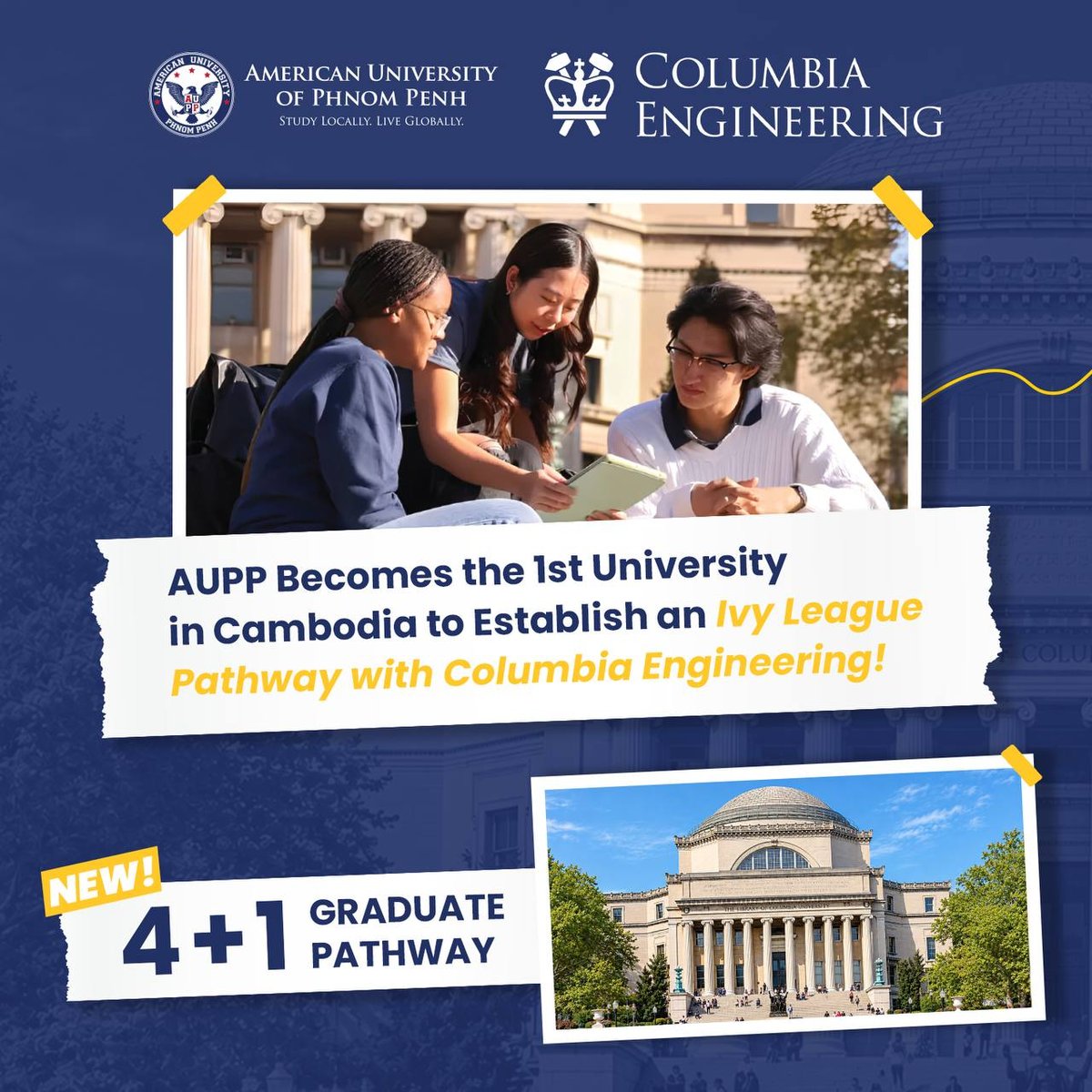 金边美国大学(AUPP)与哥伦比亚大学达成4+1升学合作