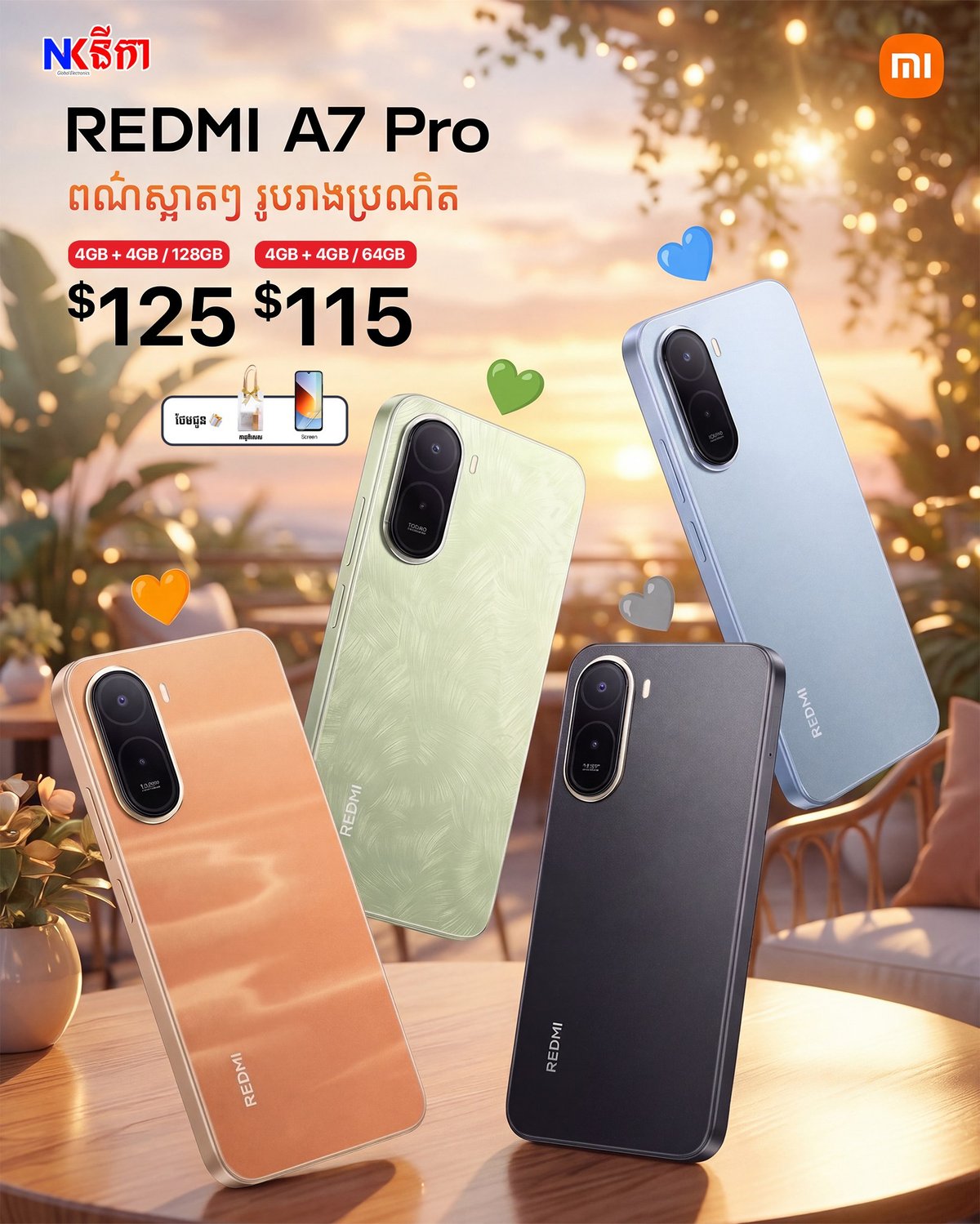 小米柬埔寨Redmi A7 Pro上市 4色可选 续航达2天