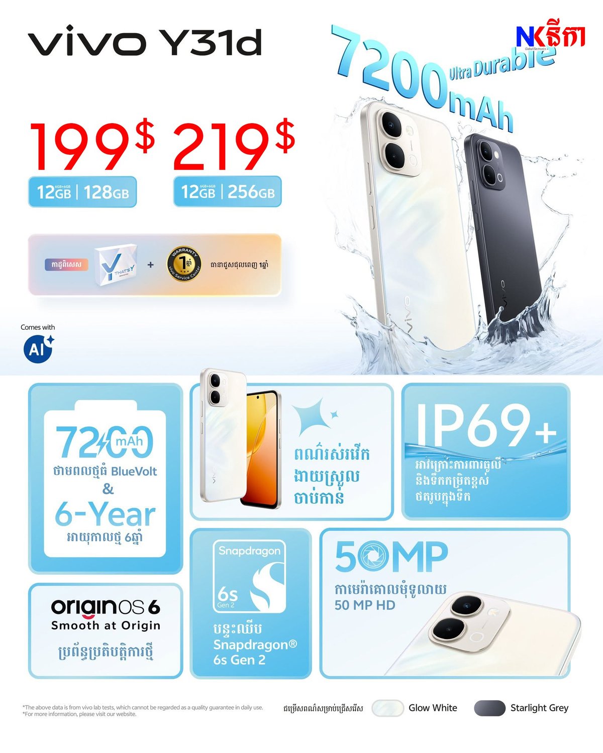vivo Y31d开卖 7200mAh大电池 IP69防水