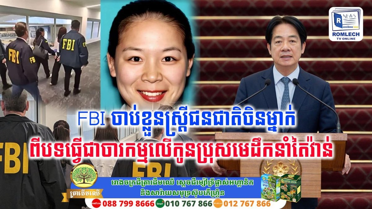 FBI逮捕一名中国籍女子 涉嫌对台领导人儿子进行间谍活动