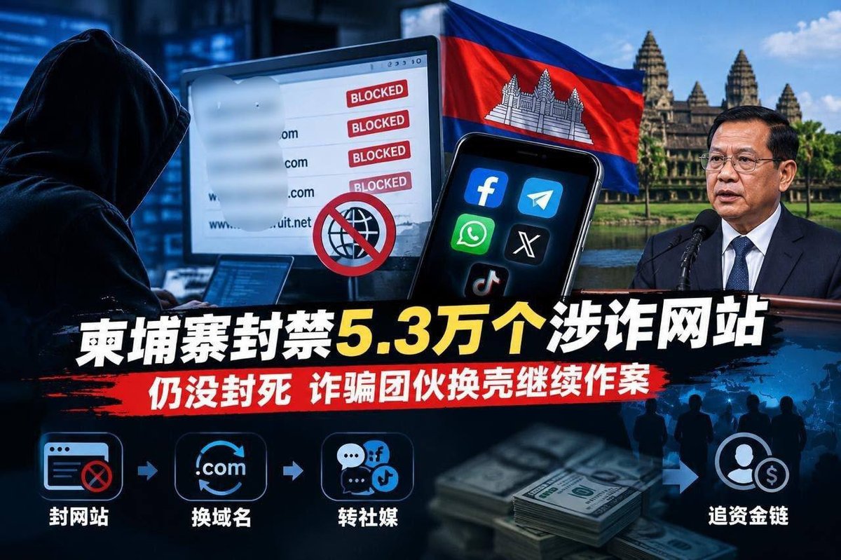 柬埔寨封禁5.3万个涉诈网站 重点转向打击跨境资金链