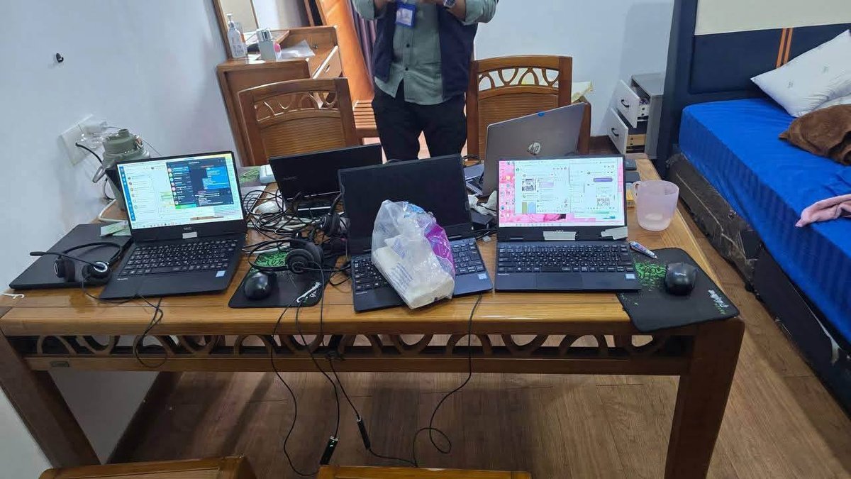 金边桑园区捣毁网络诈骗窝点 8名越南籍嫌疑人被捕