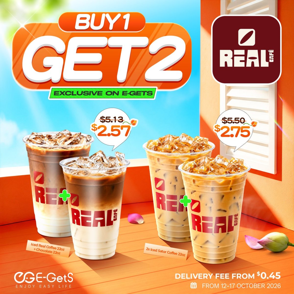 E-GetS平台Real Café饮品买一送二 持续至10月