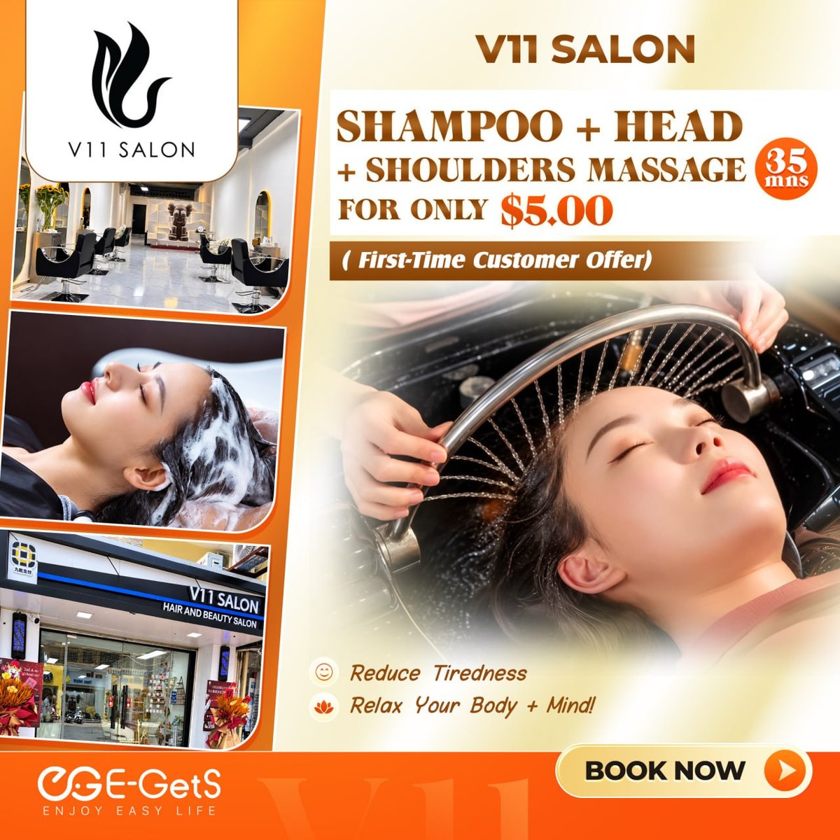 E-GetS新客专享$5 V11 Salon洗头肩颈按摩35