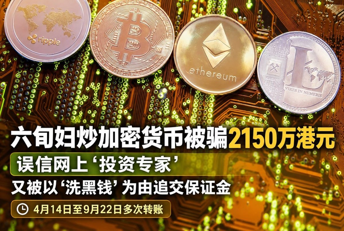 香港60岁女子陷加密货币骗局 损失2150万港元