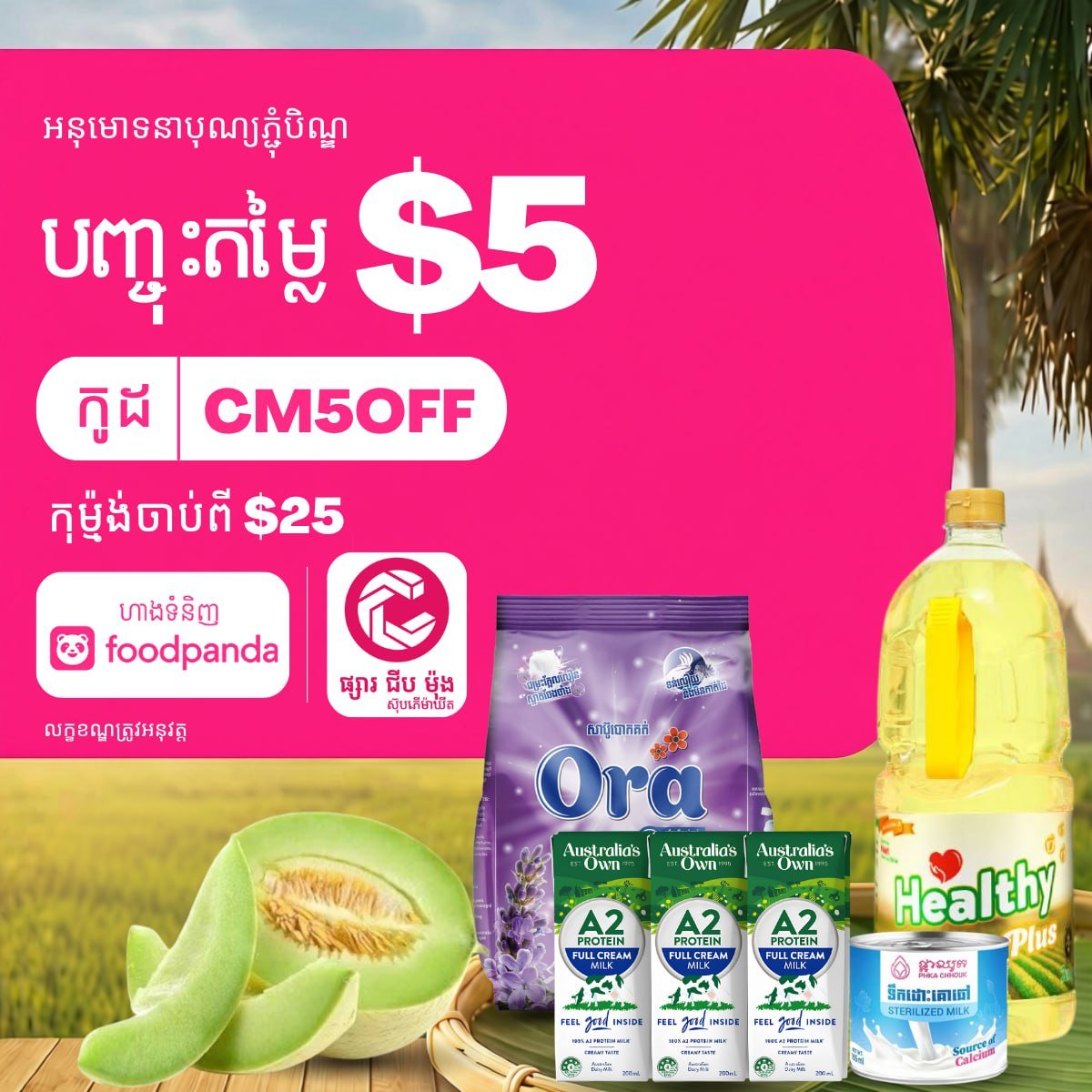 集茂超市大象外卖满$25减$5 优惠码CM5OFF